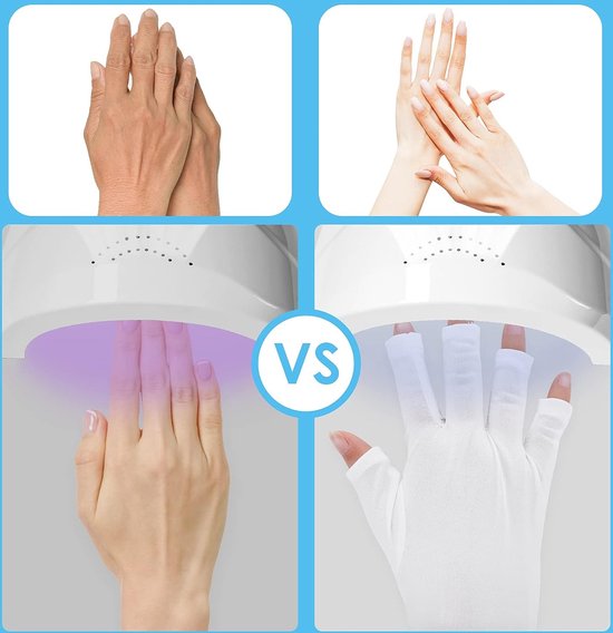 Gants de protection UV pour lampes à ongles en gel, gants de protection UV professionnels UPF50+ pour la protection UV des mains de manucure Gants sans doigts pour la protection des mains