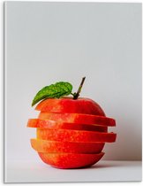 Acrylglas - Appel - Gesneden - Gestapeld - Blaadje - Eten - Fruit - Rood - 30x40 cm Foto op Acrylglas (Wanddecoratie op Acrylaat)