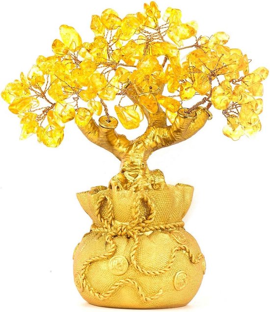 IMIKEYA Feng Shui Gold Lucky Tree Pennig Tree Crystal Feng Shui Decoration with Lucky Coins and Base for Wealth Luck House Decoration, 19cm IMIKEYA Feng Shui Gold Lucky Tree Pennig Tree Crystal Feng Shui Decoration with Lucky Coins and Base for Wealth Luck House Decoration, 19cm