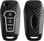 kwmobile hoes voor autosleutel geschikt voor Ford 3-knops MyKey autosleutel (Key Free) - Autosleutelbehuizing in zwart - Carbon design