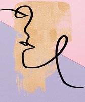 Fotobehang - Vlies Behang - Gezicht van een Vrouw Kunst - Line Art - 184 x 254 cm