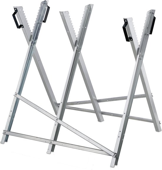 zaagbok inklapbaar - voor kettingzaag - 80 x 80 x 85 cm - staal - zilver van Kinzo — afbeelding 4