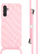iMoshion Hoesje Geschikt voor Samsung Galaxy A14 (5G) / A14 (4G) Hoesje Met Koord - iMoshion Siliconen design hoesje met koord - Roze / Retro Pink