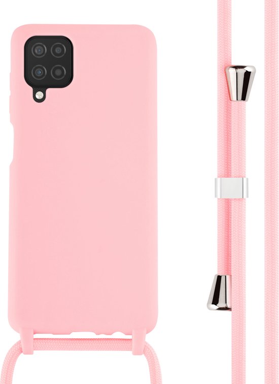 iMoshion Hoesje Geschikt voor Samsung Galaxy A12 Hoesje Met Koord - iMoshion Siliconen hoesje met koord - Roze