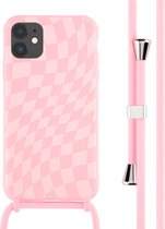 iMoshion Hoesje Geschikt voor iPhone 11 Hoesje Met Koord - iMoshion Siliconen design hoesje met koord - Roze / Retro Pink