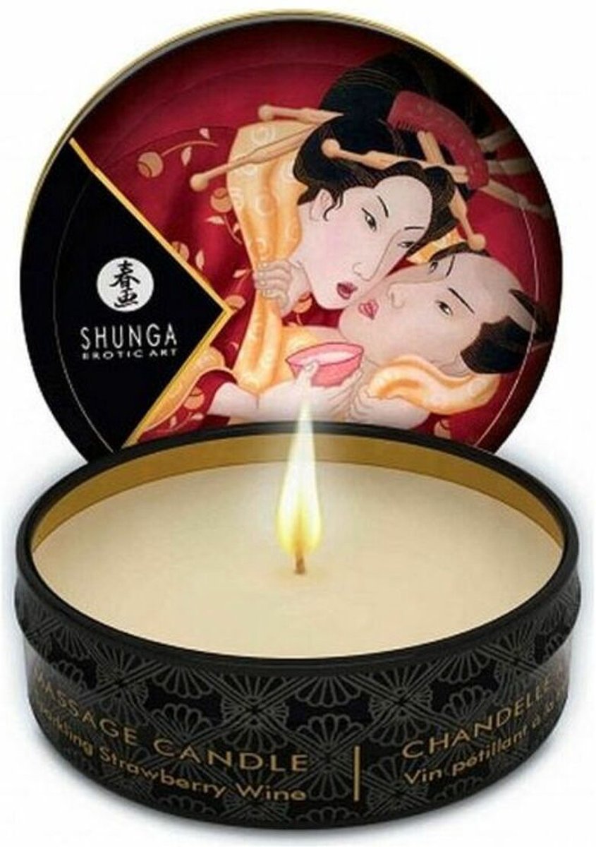 Goedkoopste Shunga - Mini Massagekaars - Sparkling Strawberry - 30 ml