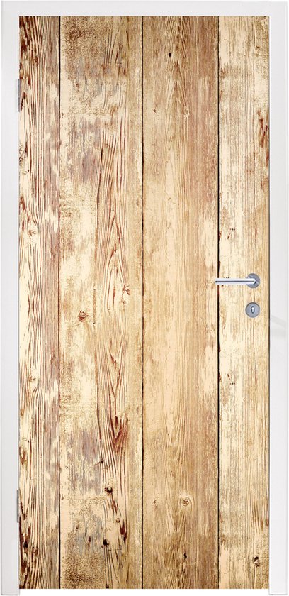 Affiche de porte - Bois - Vintage - Chêne - Naturel - Autocollant