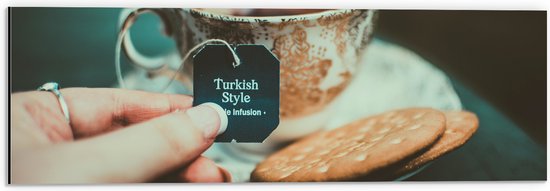 Dibond - Turkse Thee met Koekjes - 60x20 cm Foto op Aluminium (Met Ophangsysteem)