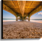 Canvas - Pier - Strand - Zand - Zee - Water - 60x60 cm Foto op Canvas Schilderij (Wanddecoratie op Canvas)