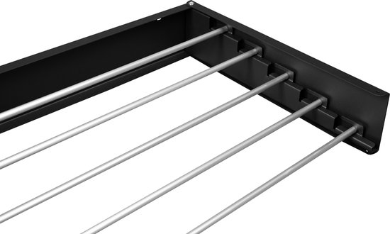 Droogrek voor aan de wand uittrekbaar en kledinghaak 80 cm van Droogrek voor aan de wand uittrekbaar en kledinghaak 80 cm van