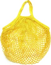Retro Organische Katoenen Boodschappentas - Geel - Eco Boodschappentas - Mesh Organic Cotton Shopping Bag - 1 Stuk