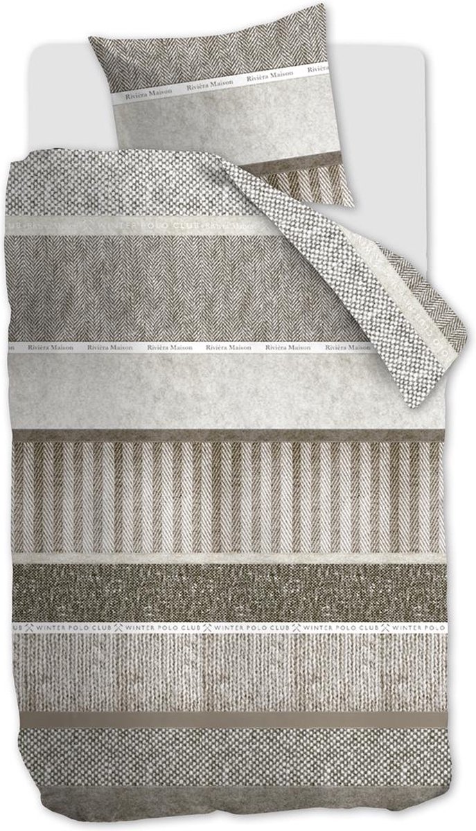 Riviera Maison Winterclub dekbedovertrek - Eenpersoons - 140x200/220 - Taupe