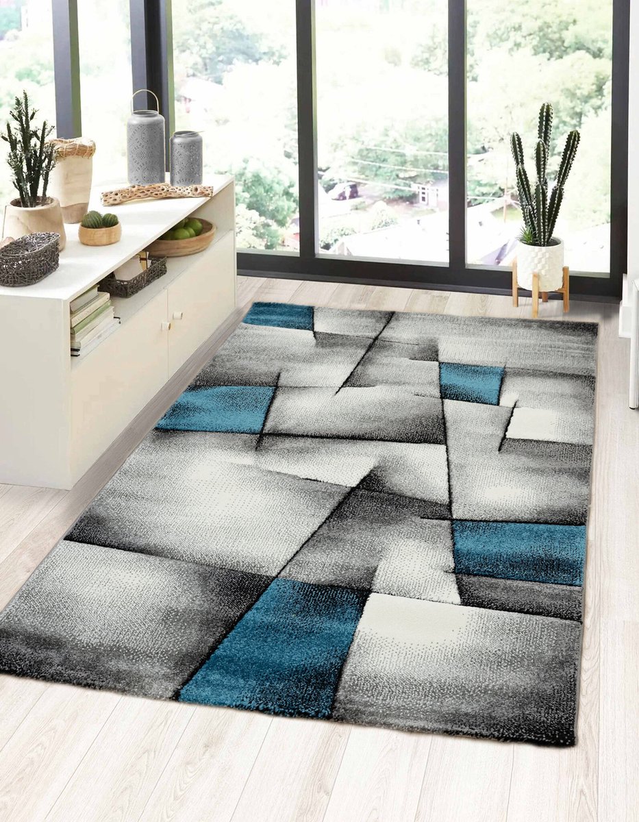 Flycarpets Kristal Modern Vloerkleed - 200x290cm - Turquoise
