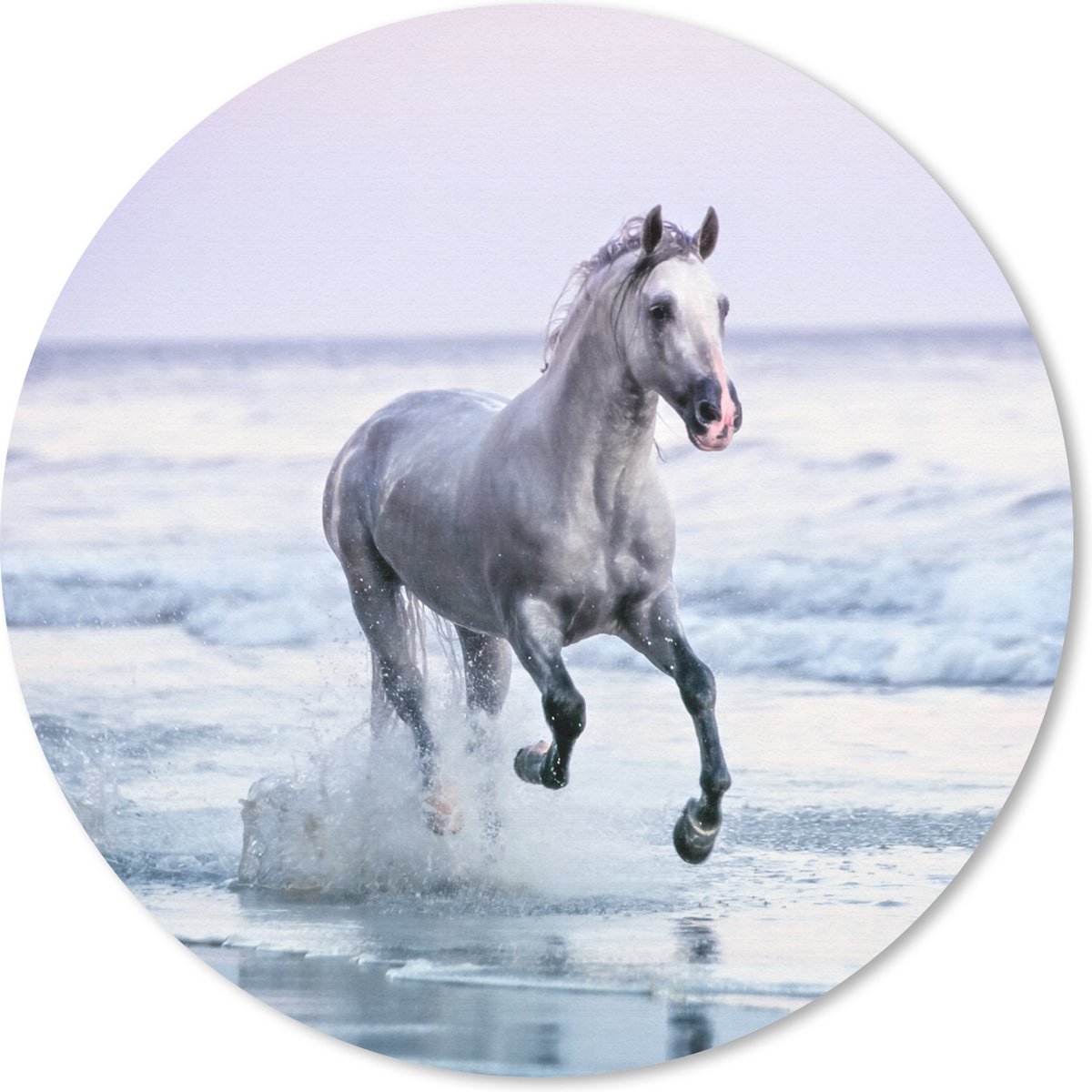 Muismat rond 30x30 cm - Mousepad Paard - Zee - Pastel - Ronde muismatten