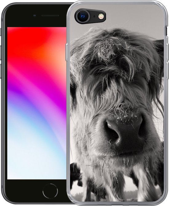 Coque iPhone 7 - Highlander écossais - Zwart - Wit - Animaux - Coque de téléphone en Siliconen