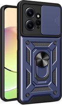 Coverup Ring Kickstand Back Cover met Camera Shield - Geschikt voor Xiaomi Redmi Note 12 4G Hoesje - Blauw