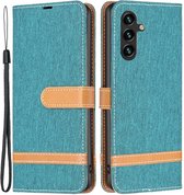 Coverup Denim Book Case - Geschikt voor Samsung Galaxy A14 Hoesje - Groen