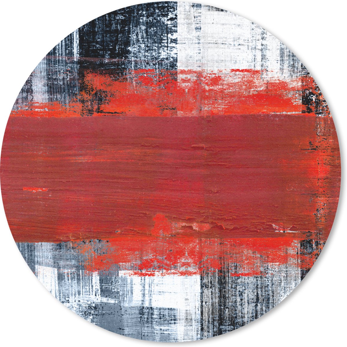 Muismat rond 30x30 cm - Mousepad Schilderij - Abstract - Rood - Olieverf - Ronde muismatten
