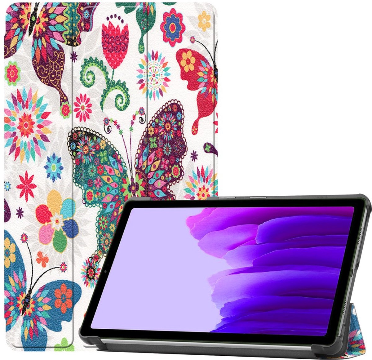 Tablethoes geschikt voor Samsung Galaxy Tab A7 Lite Hoesje - Tri-Fold Book Case - Vlinders