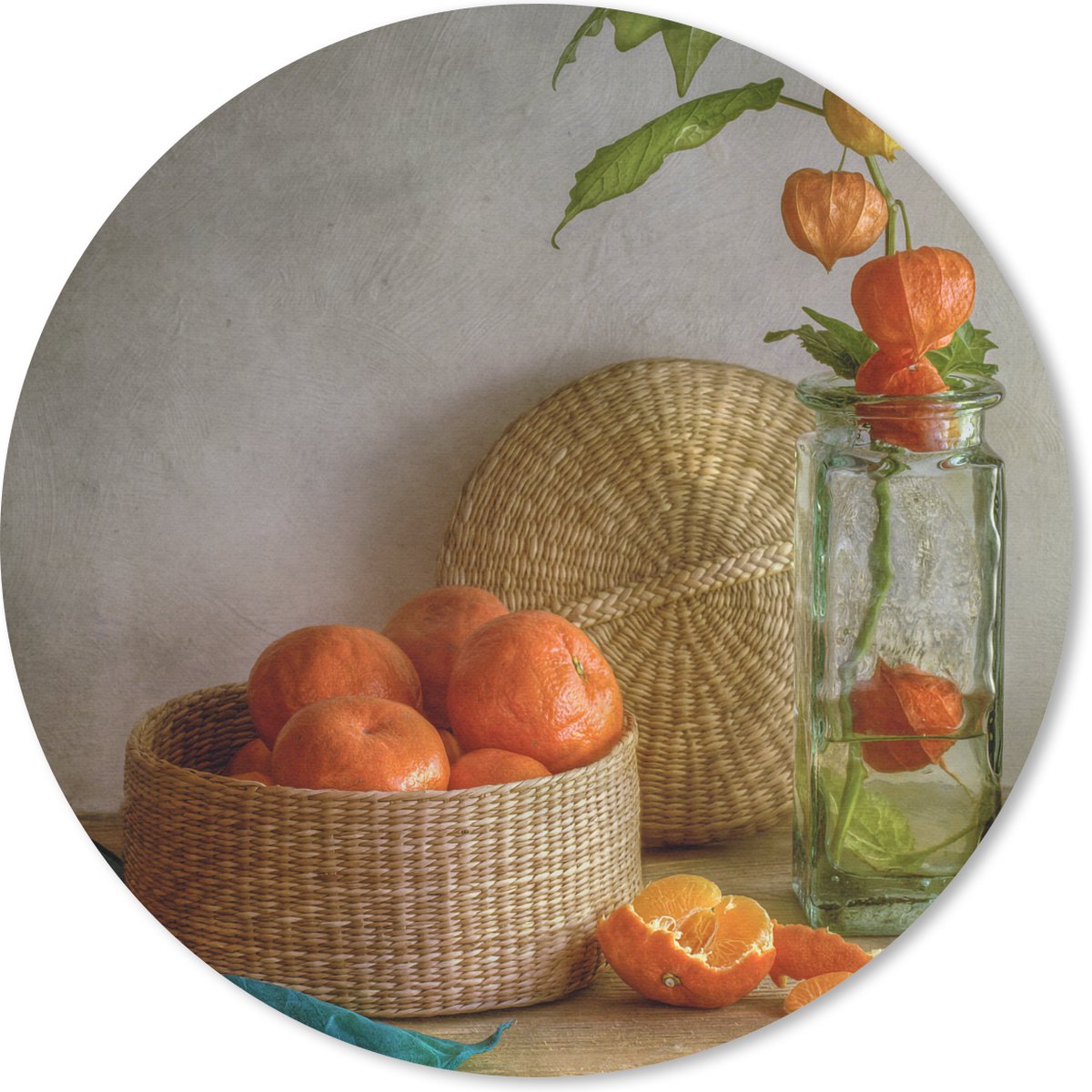 Muismat rond 50x50 cm - Mousepad Mandarijn - Stilleven - Vaas - Ronde muismatten