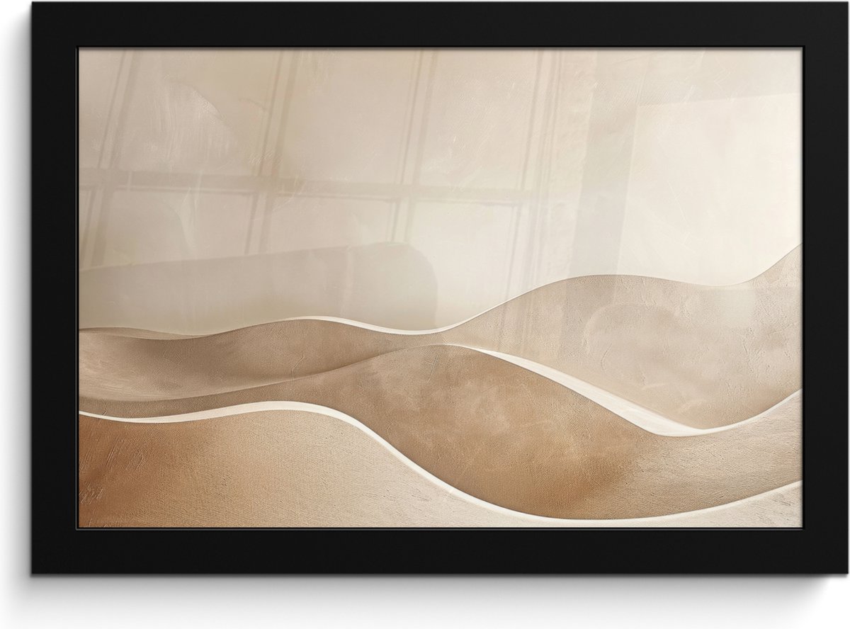 FrameYourWall Poster in lijst - Fotolijst 30x20 cm - Posters - Beige - Natuur - Abstract - Modern - Posterlijst zwart - Decoratie - Wanddecoratie woonkamer - Muurdecoratie slaapkamer Beige - Landschap