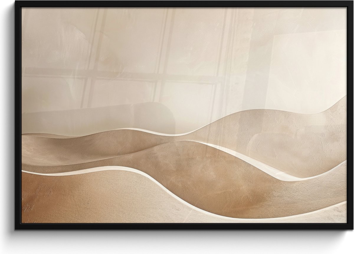 FrameYourWall Poster in lijst - Fotolijst 120x80 cm - Posters - Beige - Natuur - Abstract - Modern - Posterlijst zwart - Decoratie - Wanddecoratie woonkamer - Muurdecoratie slaapkamer Beige - Landschap