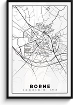 Cadre photo avec affiche - Carte - Borne - Zwart - Wit - 80x120 cm - Cadre pour affiche