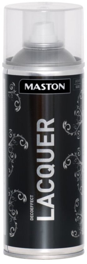 Een spuitbus met Maston Decoeffect Lacquer in spuitbus verf.