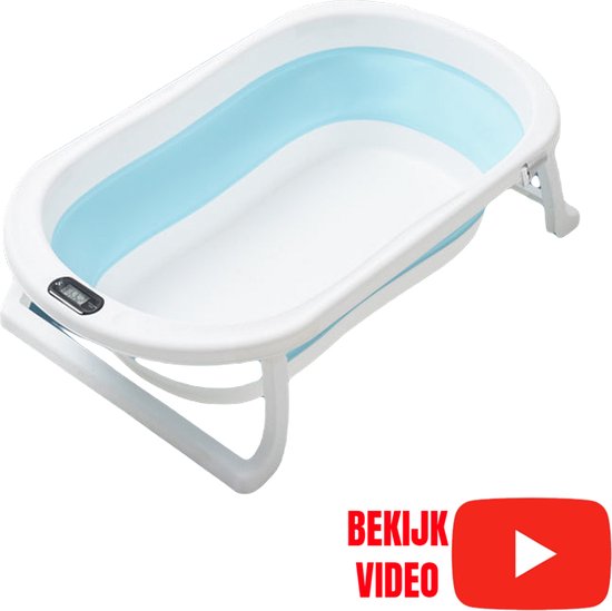 Allernieuwste.nl® Opvouwbaar Opklapbaar BabyBad met Thermometer Badkussen en Standaard - Kinderbadje Babybadje Kleur Blauw van Merkloos — afbeelding 5