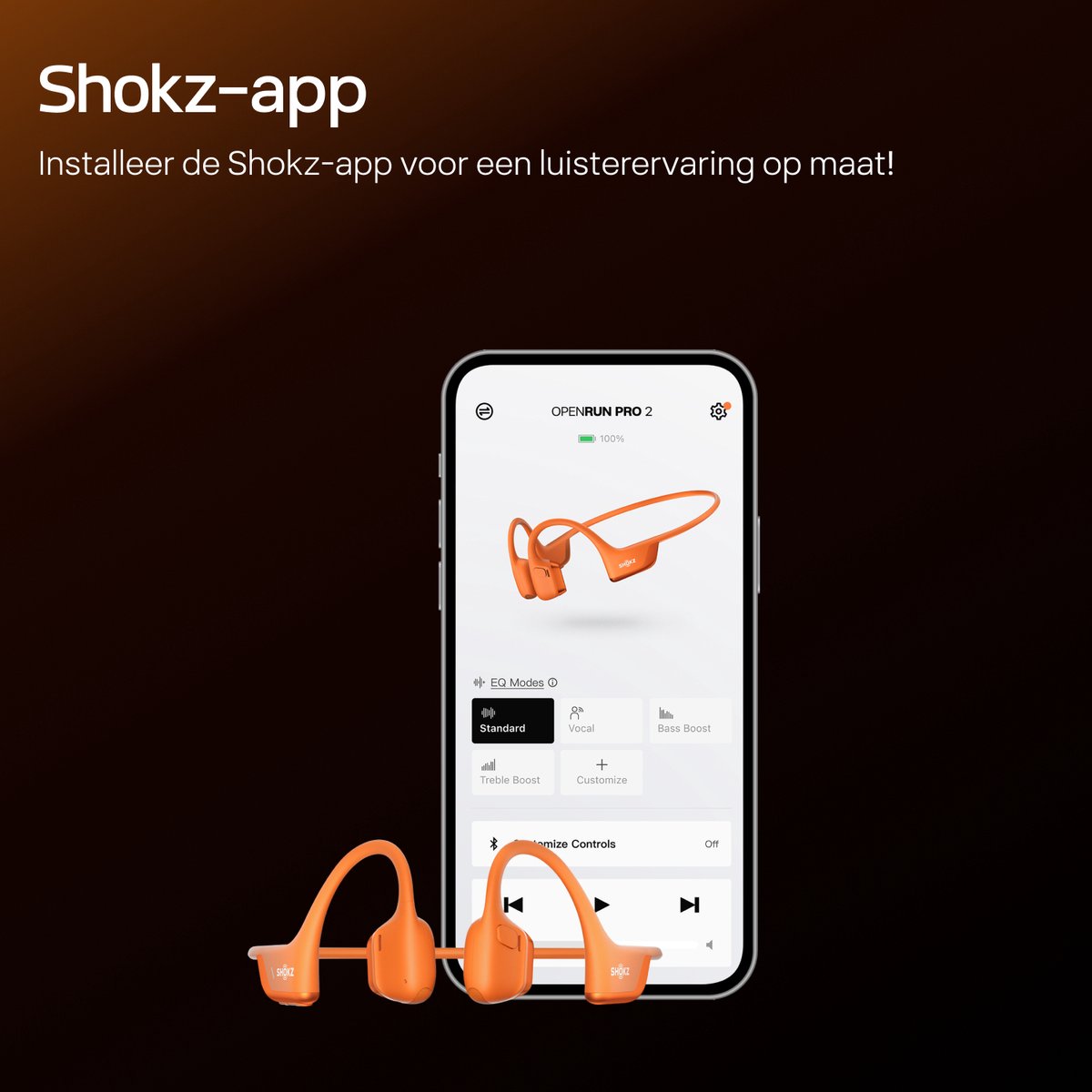 Shokz OpenRun Pro 2 Open-ear Sporthoofdtelefoon - Bone Conduction - IP55 water- en zweetbestendigheid - 12 uur batterij - Oranje thumbnail 4