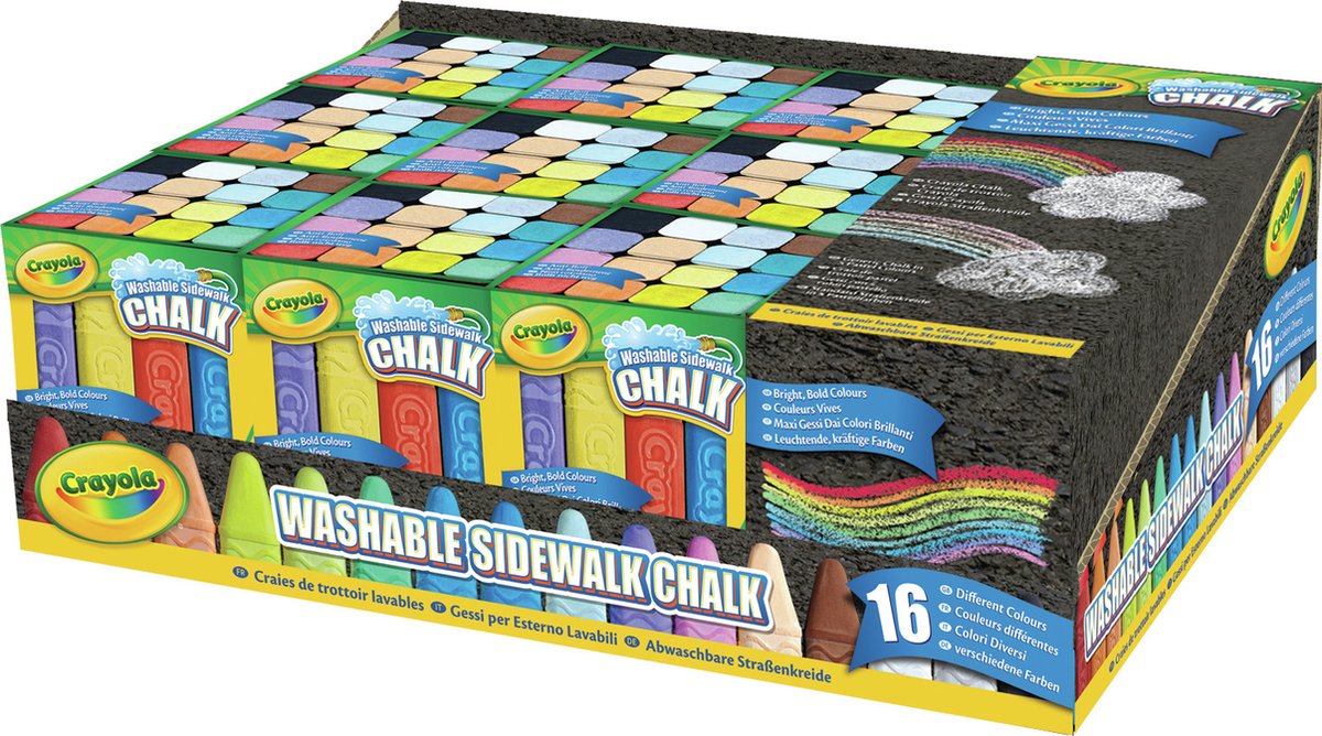 Crayola - Hobbypakket - 16 Afwasbare Stoepkrijt - Heldere Kleuren — afbeelding 9