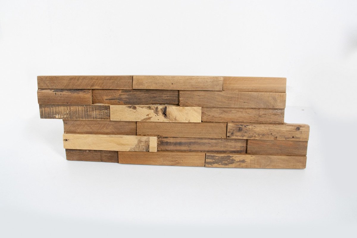 Teak Plakhout | Rustiek Teak Houten 3D Wandpaneel | 55 x 18 x 2