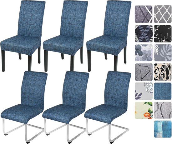 Housses de chaise extensibles, lot de 4/6, chaise à bascule, housses de chaise de salle à manger élastiques, chaises amovibles et lavables, protection pour cuisine, restaurant, hôtel, banquet (bleu marine, 6 pièces)