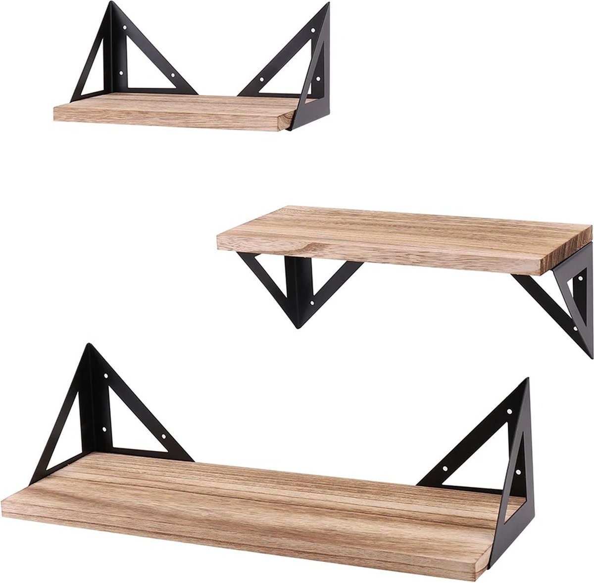 Tumex - Wandplanken Zwevend - Boekenplank - Set van 3 - Industriële Houten Planken - Tot 10 kg Draagkracht - Eenvoudige Montage