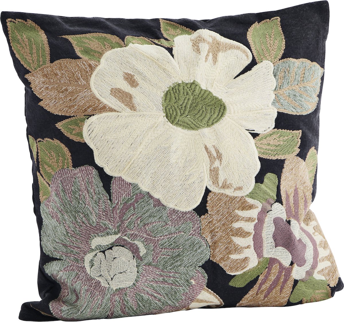 Kussenhoes Bloemen geborduurd katoen 50x50cm