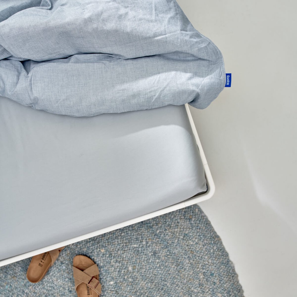 Auping Satin 300 fitted sheet for topper - 90 x 200 cm - Light gray - Cotton