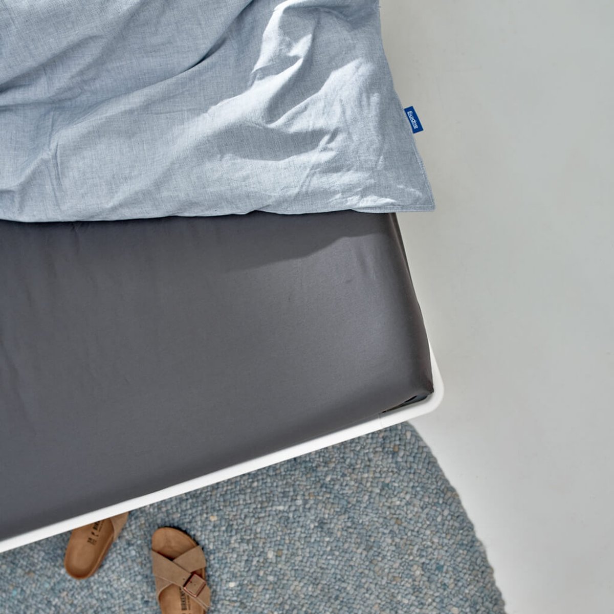 Auping Satin 300 fitted sheet for topper - 90 x 210 cm - Anthracite - Cotton
