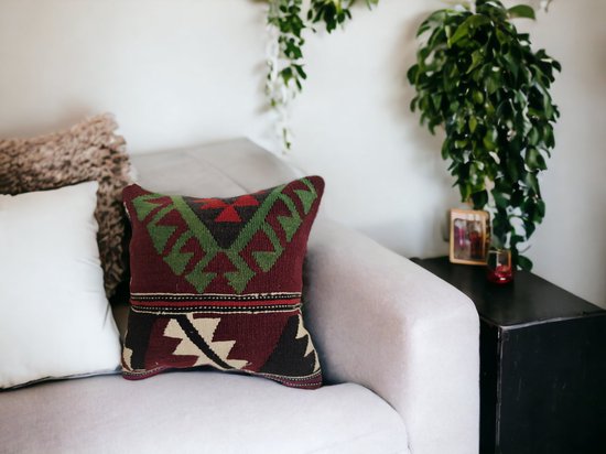 Kussenhoes-40x40-Echt Vintage Kelim-Handgemaakt-Authentiek-Kussen