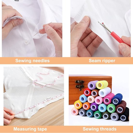 Houten Naaimand Draagbare - Naaidoos met complete Naai benodigdheden - voor Reizen Thuis Noodgebruik - Universele Hand Thuis Naai Reparatie Gereedschap Set - voor Volwassen Kind Beginner Naaiset#4 kamperen voor beginners van Houten — afbeelding 5
