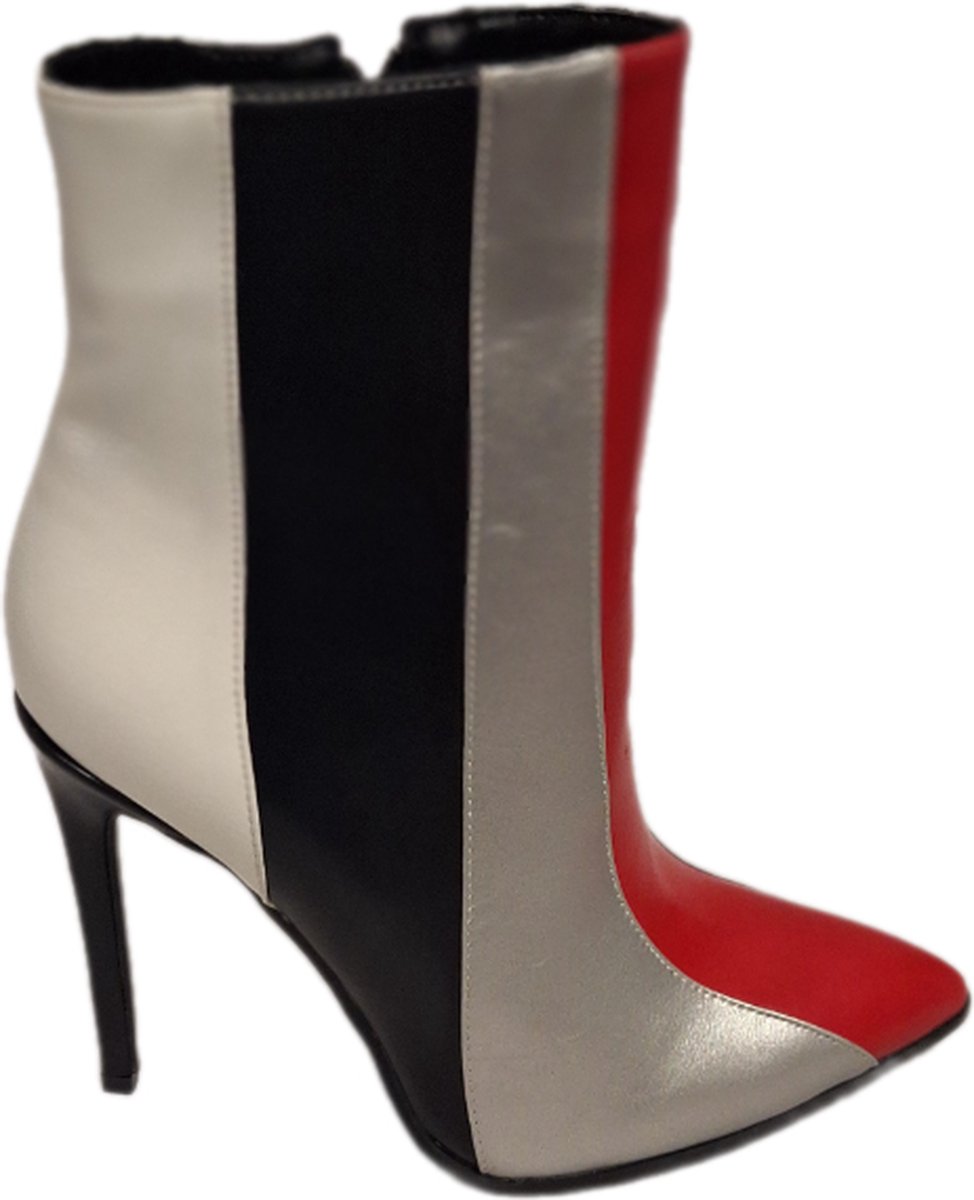 RUON-LUXE ENKELLAARSJE-NAALDHAK-RED/BLACK/WHITE/SILVER-IMITATIONLEDER-40