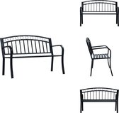 vidaXL Banc d'extérieur - Acier - 125 x 53 x 84 cm - Zwart - Banc de jardin