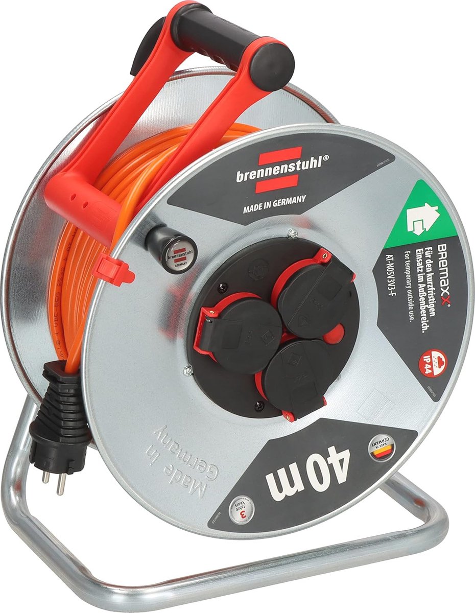 40 m Buiten Kabelhaspel - Spatwaterdicht en UV-bestendig - Ideaal voor Tuin en Bouw