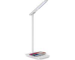 LED Bureaulamp - Kingtron - 5W - Aanpasbare Lichtkleur CCT - Dimbaar - Qi Draadloze Oplaadfunctie - Wit