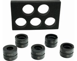 ToolLine® - Persbekken TH - 5-delige TH-Set, TH16-TH20-TH25-TH26-TH32 - Inclusief Foam inlay - Geschikt voor het persen van alupex - meerlagenbuizen leidingen