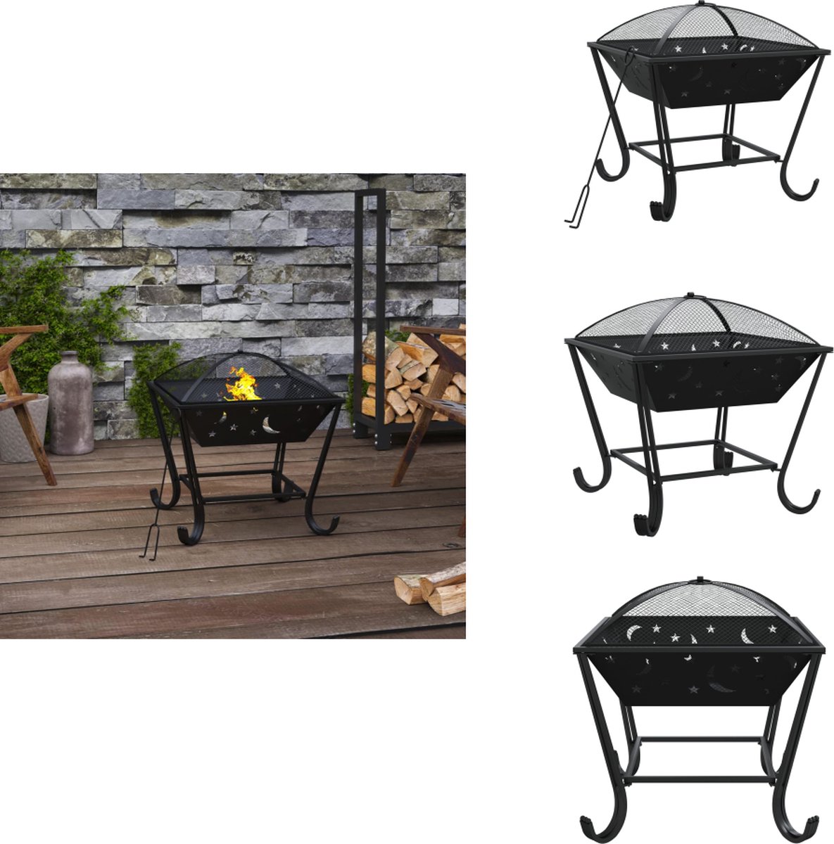 vidaXL - Vuurplaats - met - pook - XXL - 50 - cm - staal