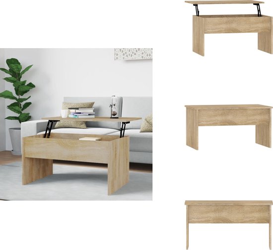 vidaXL salontafel 80x50,5x52,5 cm bewerkt hout gerookt eikenkleurig