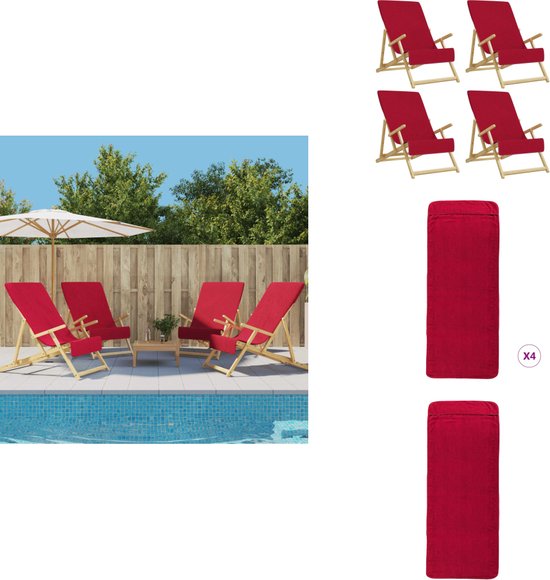 vidaXL Serviettes de plage - Bordeaux - 60 x 135 cm - Doux - Antidérapantes - Légères - Set de 4 - Serviette de plage
