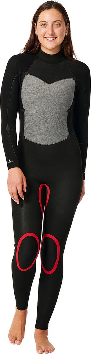 2025 Rip Curl Dames Omega 5/3mm Rug Ritssluiting Wetsuit - Blac