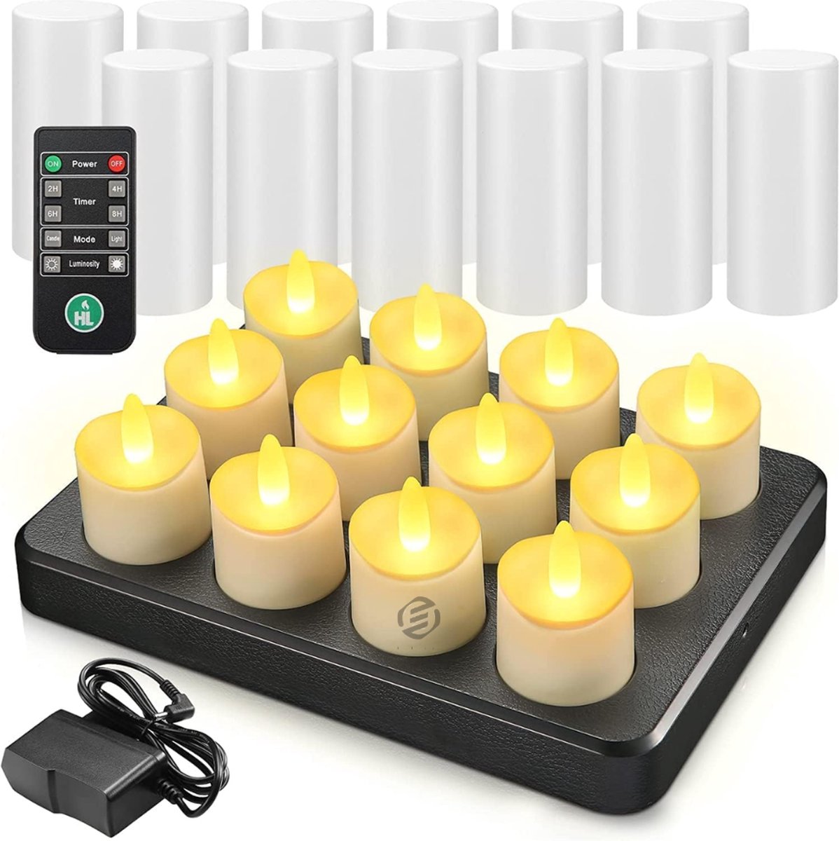 Equivera Oplaadbare LED Kaarsen - Elektrische Kaarsen - Oplaadbare Waxinelichtjes - Realistische Kaarsen - Kerstverlichting - Veilig en Duurzaam White