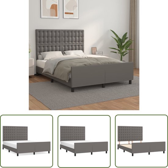 DHOME Glad kunstleer hoofdeinde 105x105cm met bedpoten 105 - Beenwit